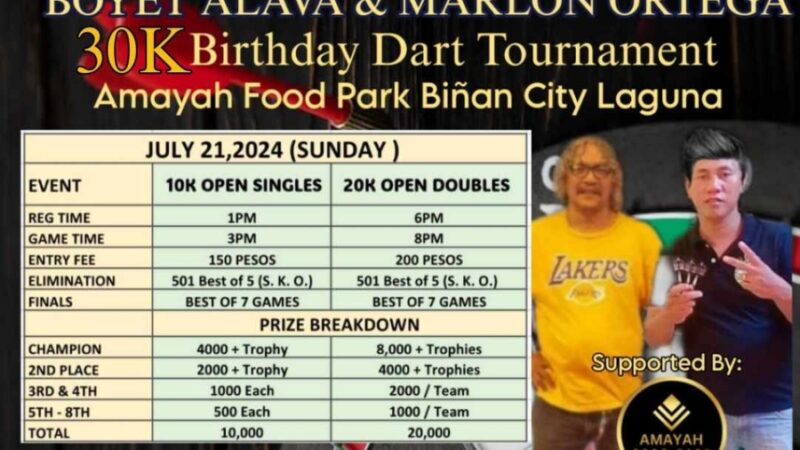 P30K Boyet Alava & Marlon Ortega Birthday Dart Tournament
