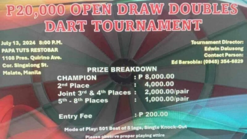P20,000 Open Draw Doubles Darts Tournament